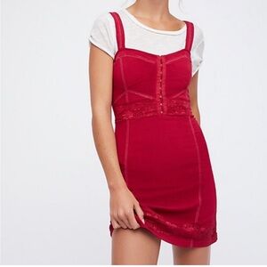 Free People | Lace Me Up Bodycon Dress | Red | XS